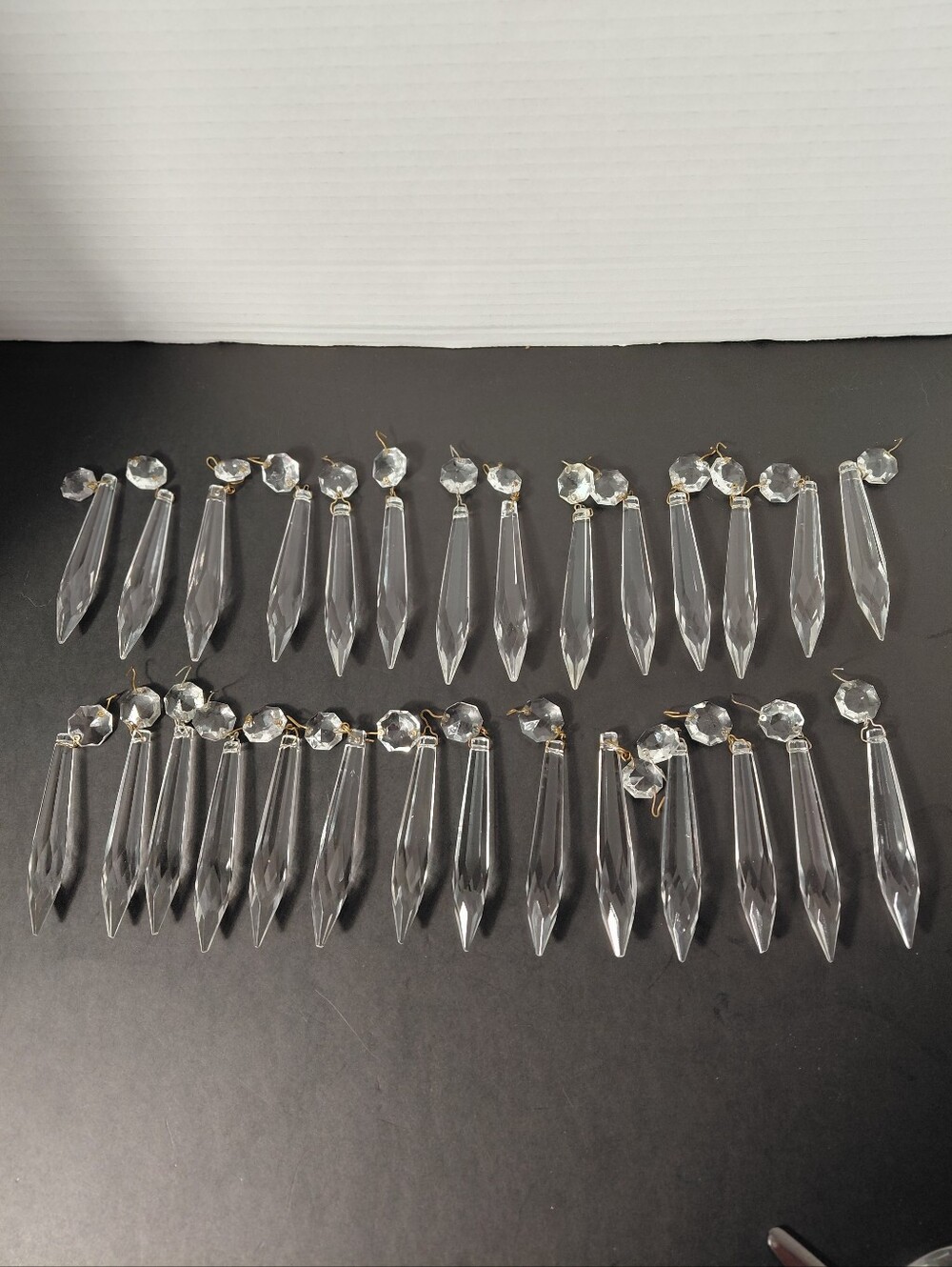 28 Vintage Clear Crystal Chandelier U Drop Spear Prisms